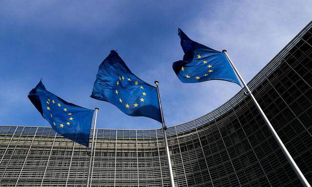 FILE PHOTO: European Union flags flutter outside the EU Commission headquarters in Brussels