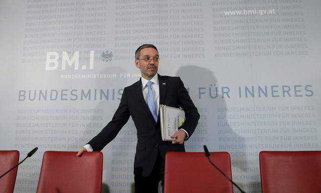 Austria´s Interior Minister Kickl arrives for a news conference in Vienna