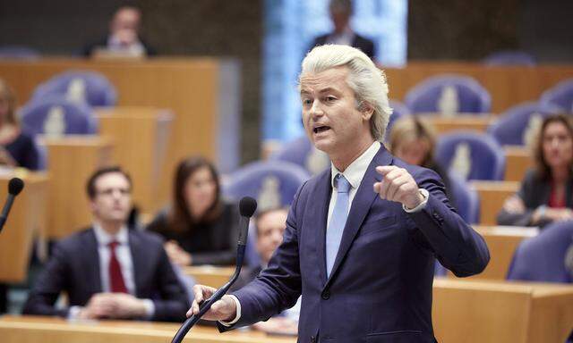 The Netherlands the Hague 31 January 2017 Dutch policitian Geert Wilders of PVV in the House of P