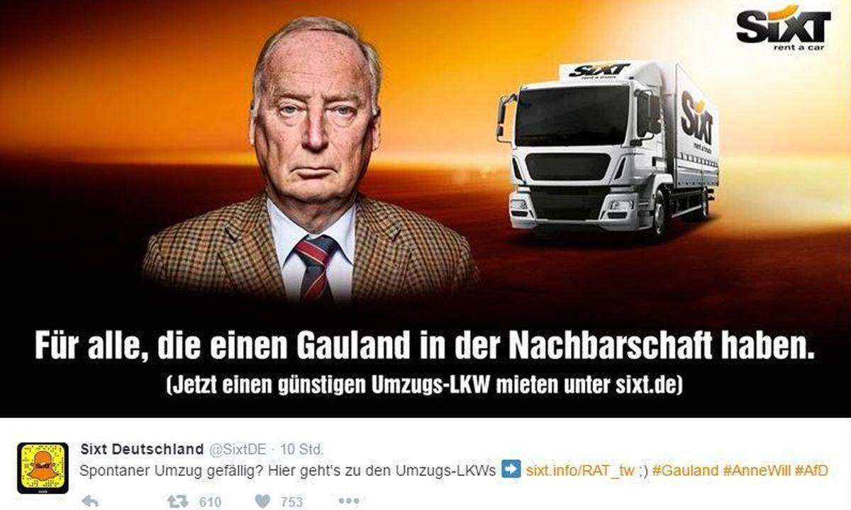 Und AfD-Politiker Alexander Gauland musste unfreiwillig für den Sixt-Umzugsservice machen.  