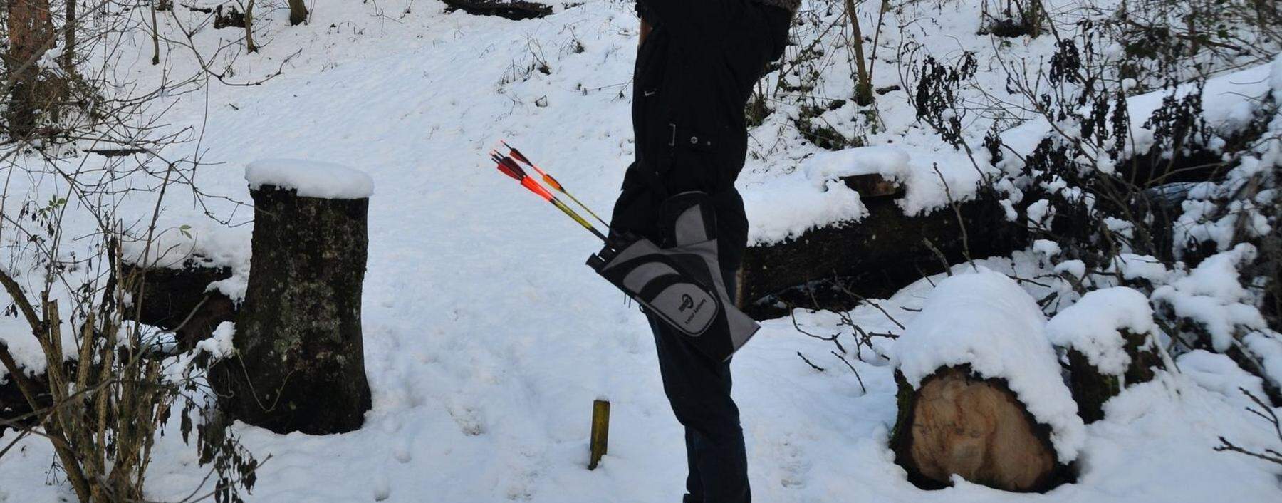 Ein3-D-Steinbock im Schnee. Ob seiner Größe ist er deswegen leicht zu sehen. 