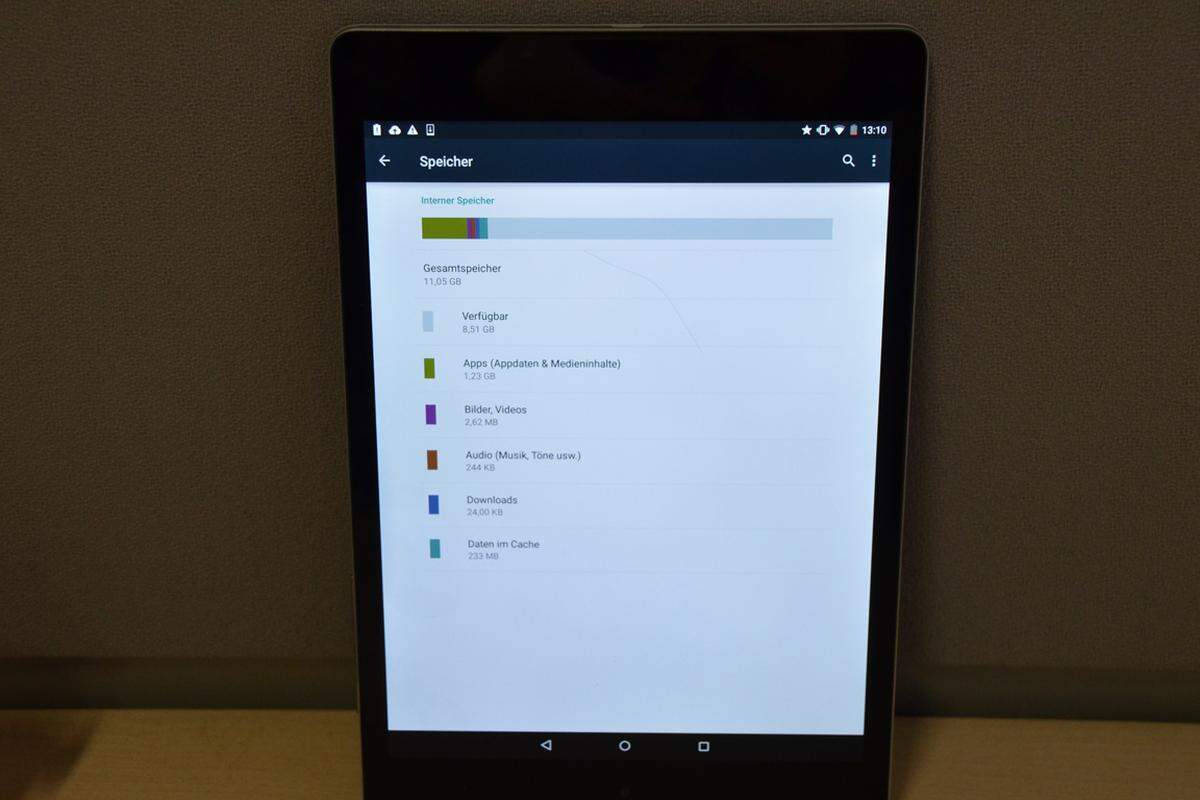 Beim Speicher bleiben dem Nutzer von angegebenen 16 Gigabyte tatsächlich aber nur knapp 11 übrig.