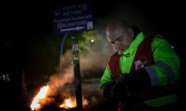 Protest vor eine französischen Raffinerie.
