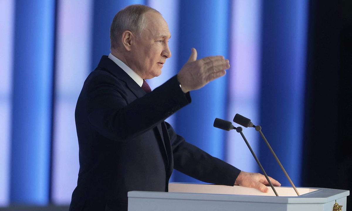 Wladimir Putin während seiner Rede in Moskau.