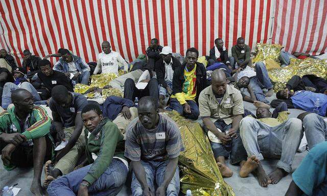 Flüchtlinge auf der Insel Lampedusa.