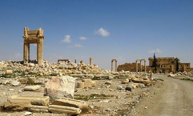 Die historischen Ruinen von Palmyra nach der Eroberung durch die Assad-Truppen.