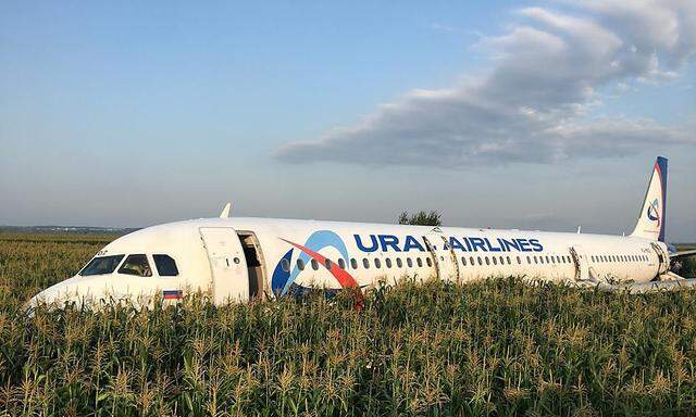 Das Flugzeug landete unsanft in einem Maisfeld bei Moskau.