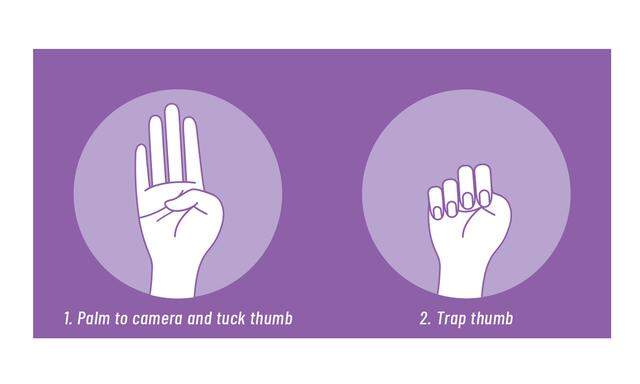Internationales Handzeichen für Frauen in Not