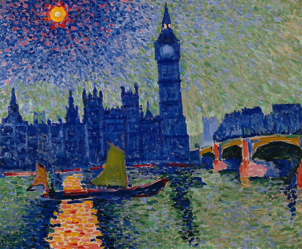 Diese Geburtsstunde umfasse "einen Zeitraum, wie er kleiner kaum sein könnte, nämlich zweieinhalb, drei Jahre", so Schröder. André Derain: Big Ben, 1906/07 (c) Musée d'Art moderne, Troyes, Foto: RMN-Grand Palais / Gérard Blot (c) VBK, Wien 2013