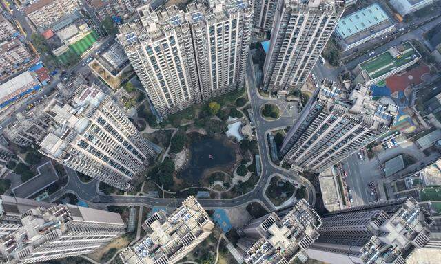 Das Luftbild zeigt ein Wohngebiet von Evergrande in Nanjing, in der ostchinesischen Provinz Jiangsu