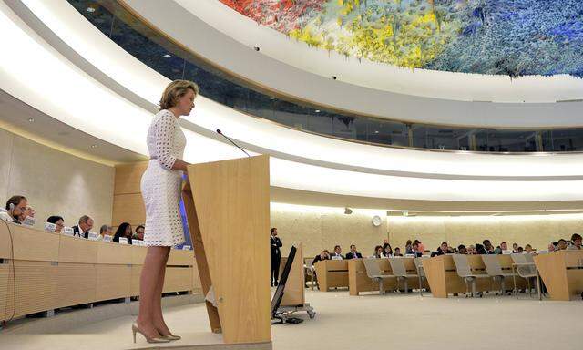 GENEVA SWITZERLAND Queen Mathilde of Belgium pictured during the Annual Discussion which is tit