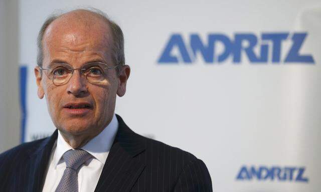 Leitner, CEO of Austrian machinery maker Andritz, addresses a news conference in Vienna