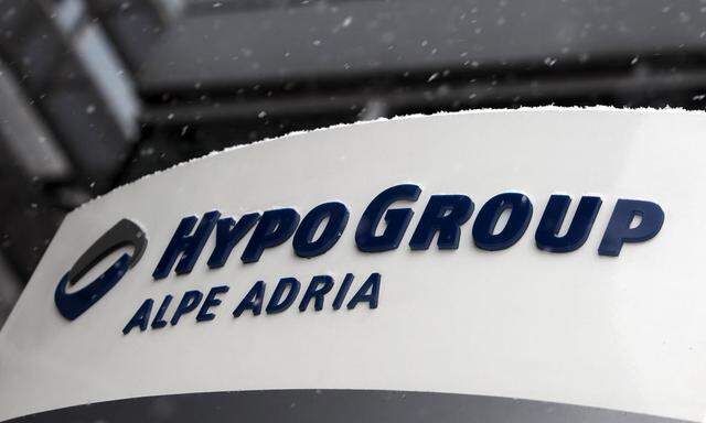 File photo of the logo of Austrian Hypo Group Alpe Adria as seen at its headquarters during snowfall in Klagenfurt