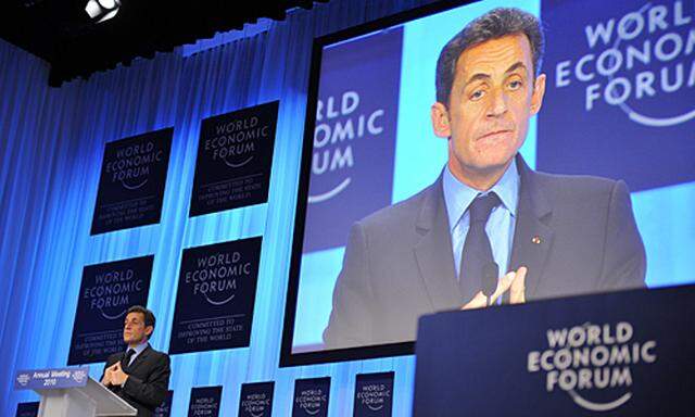 Nicolas Sarkozy beim 40. Weltwirtschaftsforums in Davos.