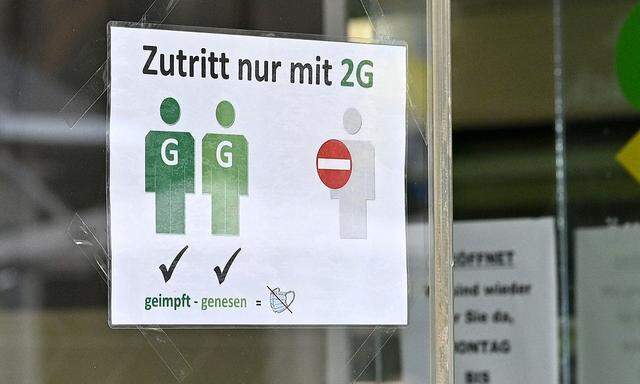 Zutritt nur mehr mit 2G. 