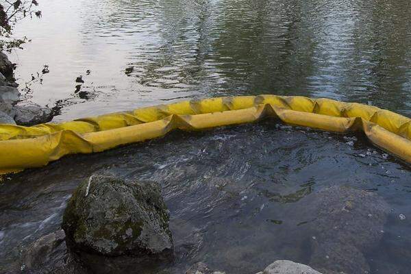 Vor der Kanaleinmündung in die Schwechat wurde eine schwimmende Barriere errichtet. Fischer berichten davon, dass, neben dem steten Durchfluss, zwei Mal am Tag größere Mengen Schmutzwasser aus dem Rohr schießen. Darin soll sich auch Plastikgranulat befinden.Link zum Artikel: "Konzern leitete Plastik in die Donau"