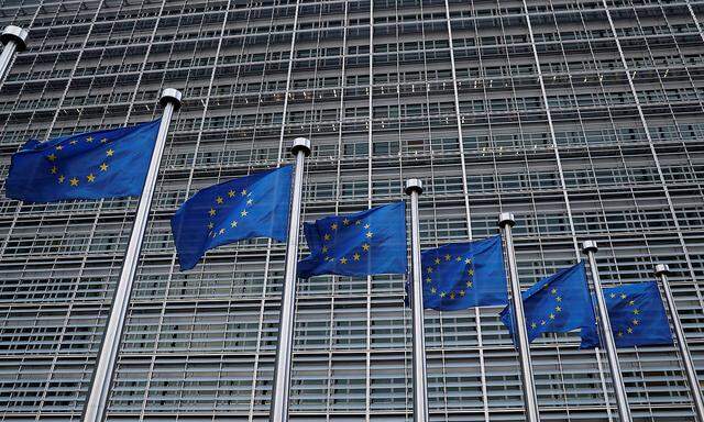 FILE PHOTO: European Union flags flutter outside the EU Commission headquarters in Brussels