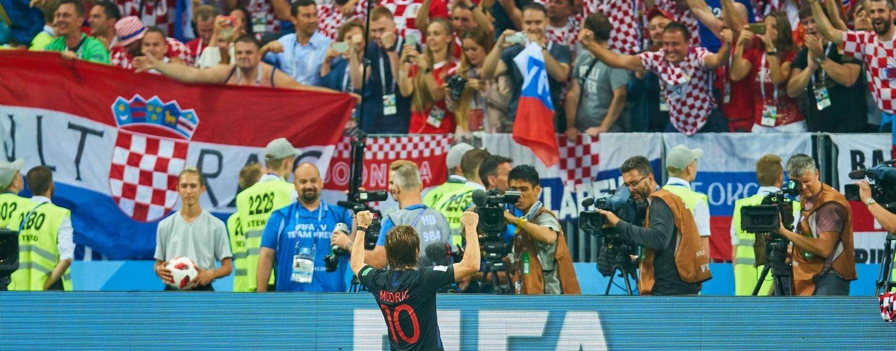England Croatia Soccer Moscow July 11 2018 Luka MODRIC Croatia Nr 10 Cheering joy emotions