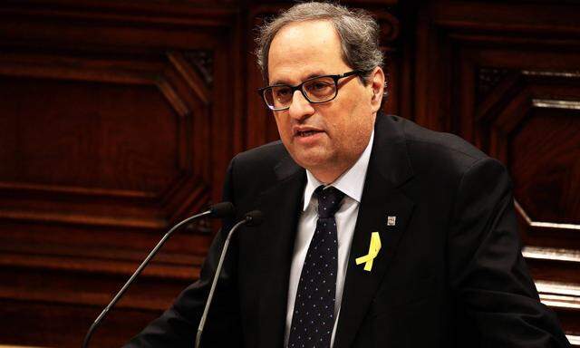 May 12 2018 Barcelona Spain Quim Torra from Junts per Catalunya during the plenary session o