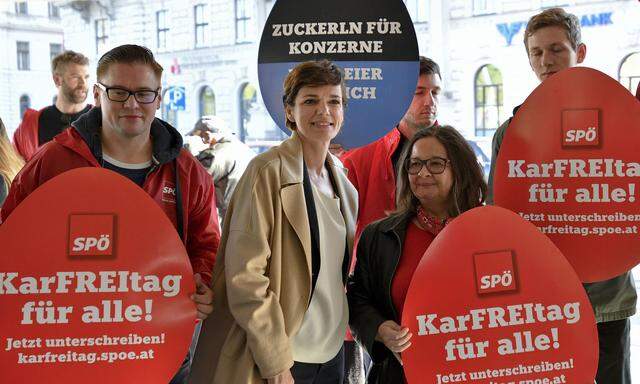 SPÖ-Vorsitzende Pamela Rendi-Wagner anlässlich des Aktionstages 'KarFREItag für alle' in Wien