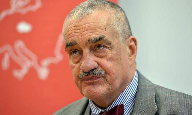 Head of the Czech conservative party TOP 09 Karel Schwarzenberg attends public debate on consequence