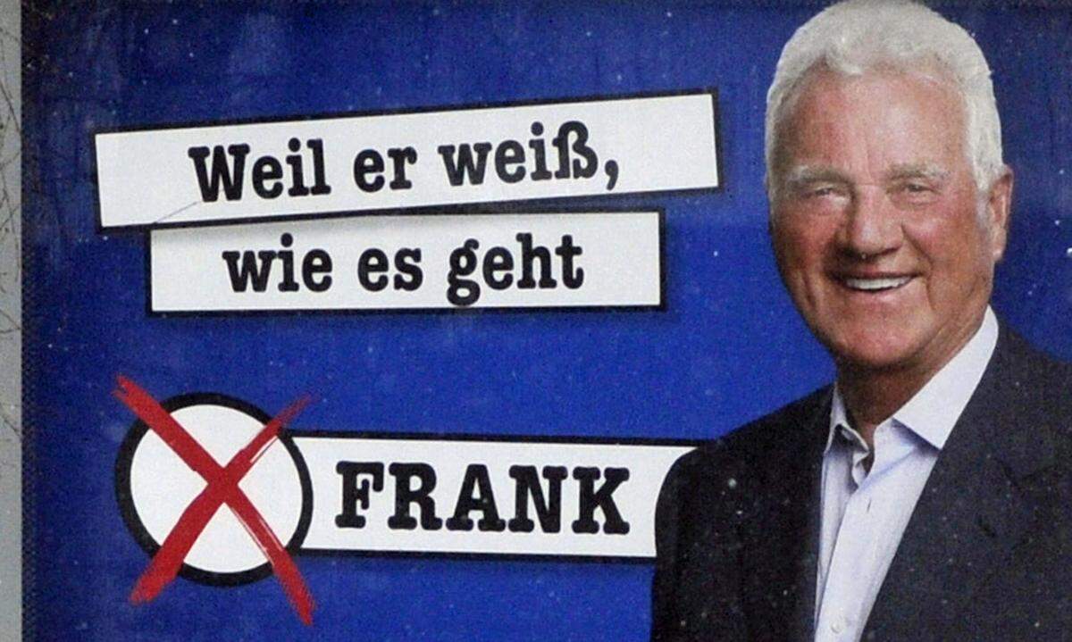 Frank Stronach wäre nicht Frank Stronach, würde er im Wahlkampf nicht auch kräftig austeilen. Die Stronach-Plakate fallen zwar eher verhalten aus …