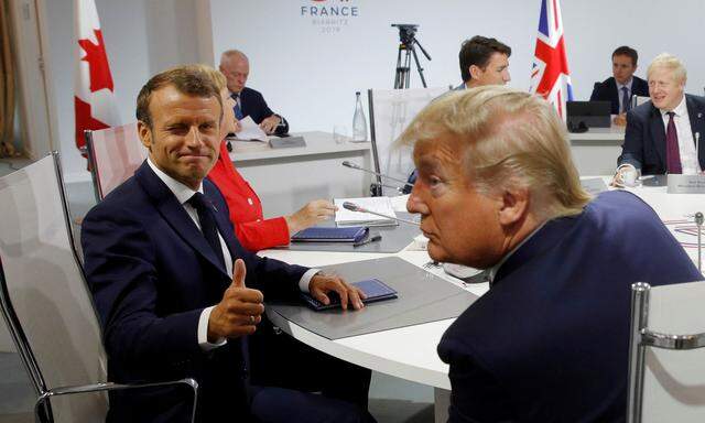 Sitznachbarn beim G-7-Gipfel in Biarritz, Macron und Trump