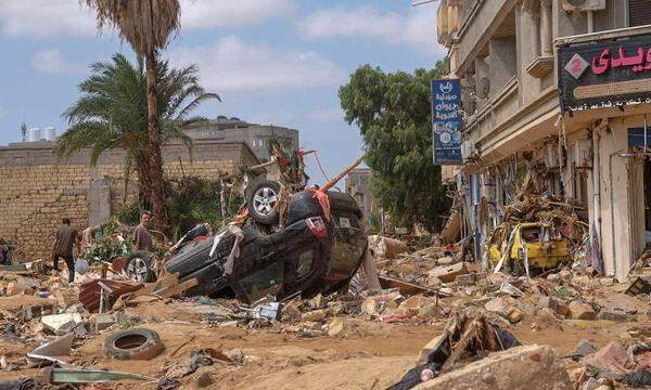 Schäden nach den verheerenden Unwettern in Libyen.
