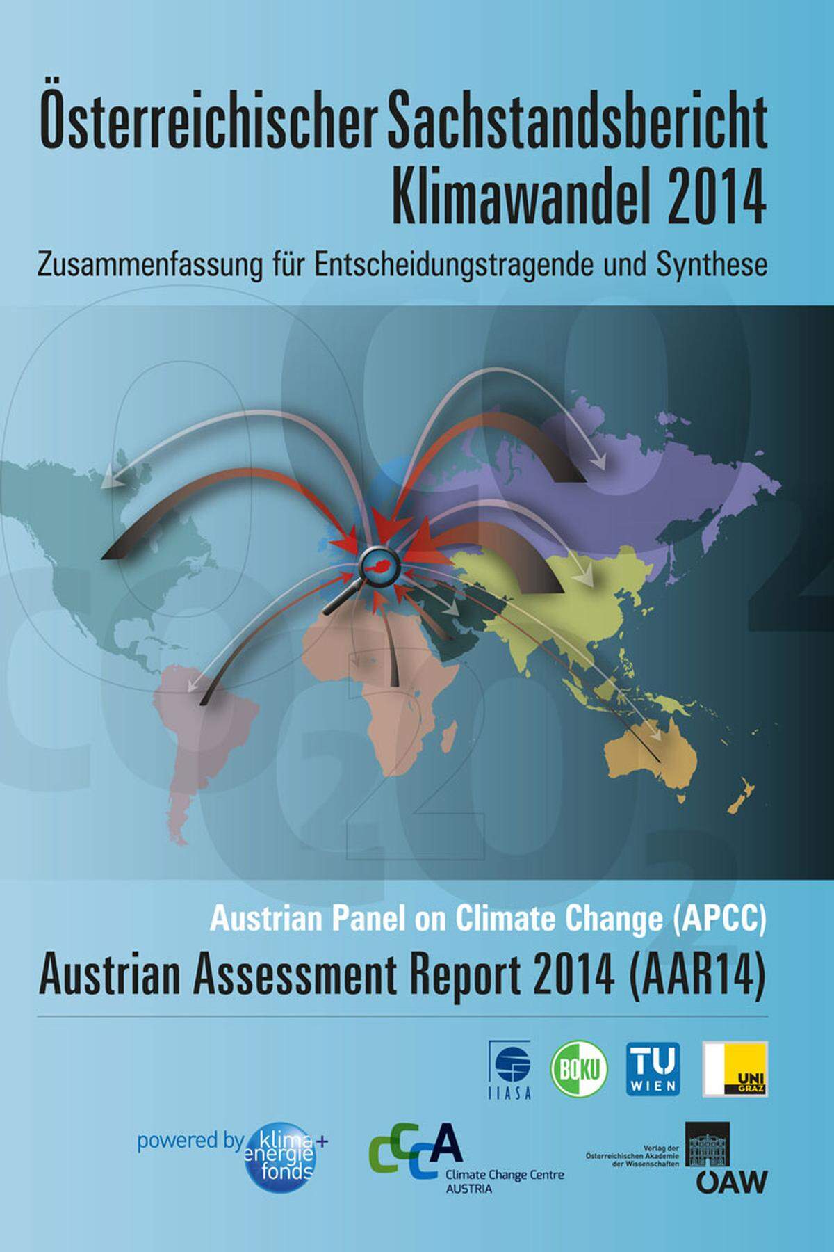 Rund 240 österreichische Wissenschaftler haben in einer gemeinsamen, dreijährigen Anstrengung diesen ersten Sachstandsbericht zum Klimawandel in Österreich erarbeitet und "damit den aktuellen Wissensstand zu Ausprägungen des Klimawandels in Österreich, seinen Folgen, Minderungs- und Anpassungsmaßnahmen zusammengestellt". Hier finden Sie das Pdf des "Österreichischen Sachstandsbericht Klimawandel 2014".