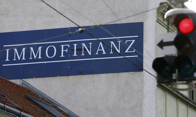 The logo of Austrian property group Immofinanz adorns wall of a house in Vienna