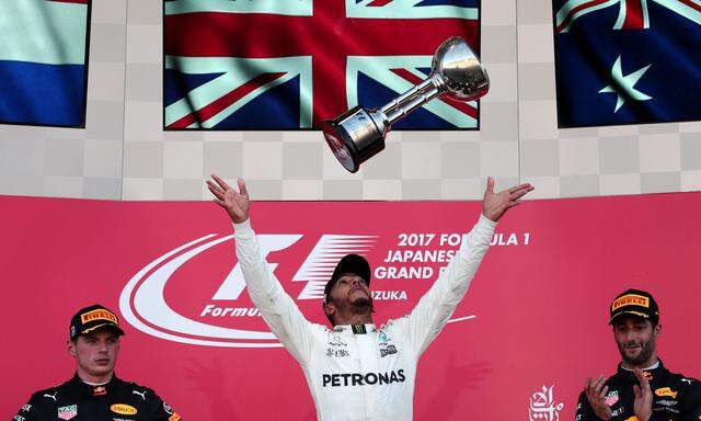 Hamilton jubelt in Suzuka. Wer hier gewinnt, wurde seit 2012 auch Weltmeister.