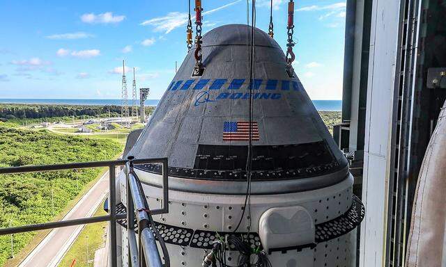 Der "Starliner" auf einer Atlas V-Rakete im Raumfahrtzentrum Cape Canaveral.