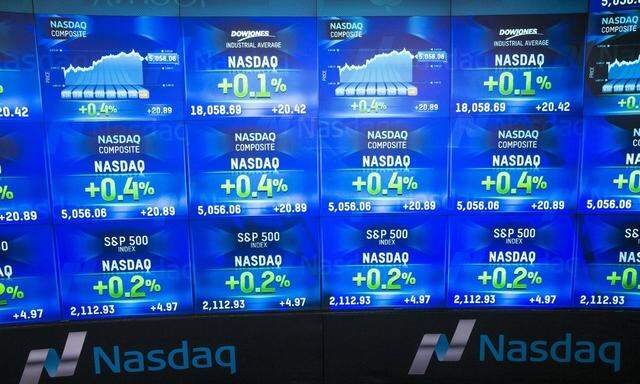 An electronic board shows the closing numbers for the Nasdaq Composite Index at the Nasdaq in New York