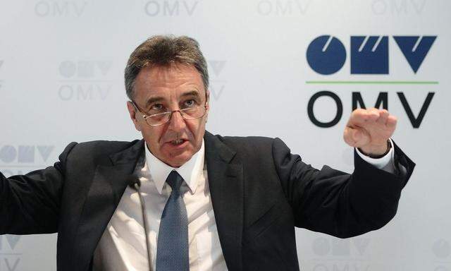 Roiss, chief executive of Austrian oil and gas group OMV, addresses a news conference in Vienna