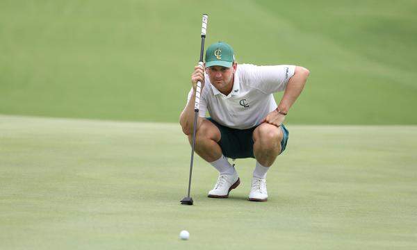 May 14, 2023; Tulsa, Oklahoma, USA; Bernd Wiesberger lines up his putt during the final round of a LIV Golf event at Cedar Ridge Country Club. Mandatory Credit: Joey Johnson-USA TODAY Sports