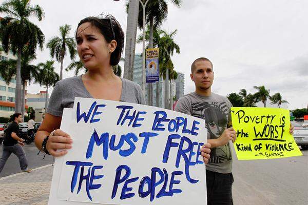 Damit ist die Protestbewegung "Occupy Wall Street" endgültig von den USA (im Bild Miami) auch nach Europa geschwappt.