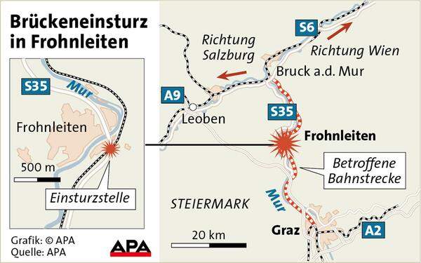 Kurz nach 18 Uhr hatten die Anrainer in Frohnleiten (Bezirk Graz-Umgebung) ein lautes Geräusch gehört: "Es war, als wenn ein Schneepflug vor dem Haus vorbeirumpeln würde", sagte ein Bewohner. Kurz darauf waren auch schon die Sirenen zu hören.