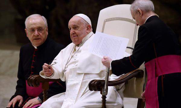 Papst Franziskus bei einer Audienz am Samstag im Vatikan.