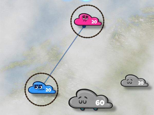 Schlechtwetterwolken bekämpfen ist dieser Tage genau das Richtige. In Cloud Wars kann man graue Wolken sogar auf die Schönwetterseite ziehen und gemeinsam das regnende Übel bekämpfen.