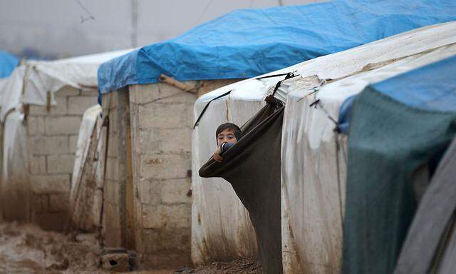 Ein syrischer Bub in einem Flüchtlingslager.