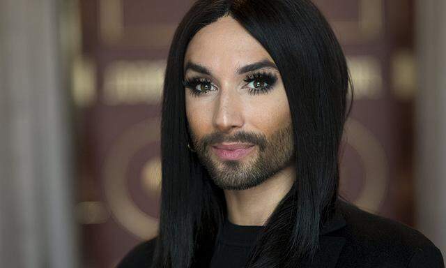 Austrian singer Conchita Wurst poses during a press meeting in Stockholm