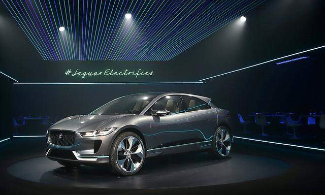 The electric Jaguar I-PACE concept SUV is unveiled before the Los Angeles Auto Show