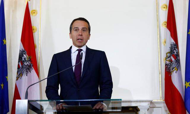 Austrian Chancellor Kern addresses a news conference in Vienna