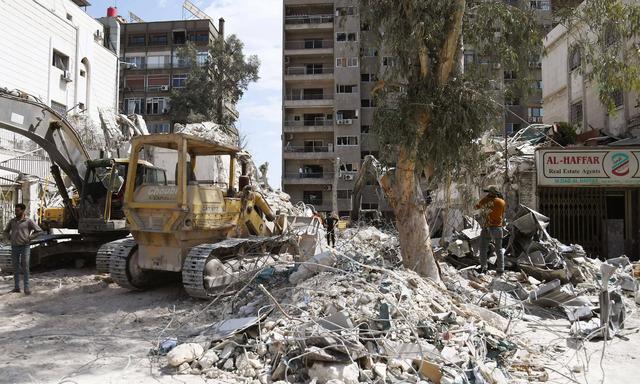 Ein Bild vom 3. April 2024 aus Damaskus, wo eine mutmaßlich israelische Rakete ein Gebäude der iranischen Botschaft traf.