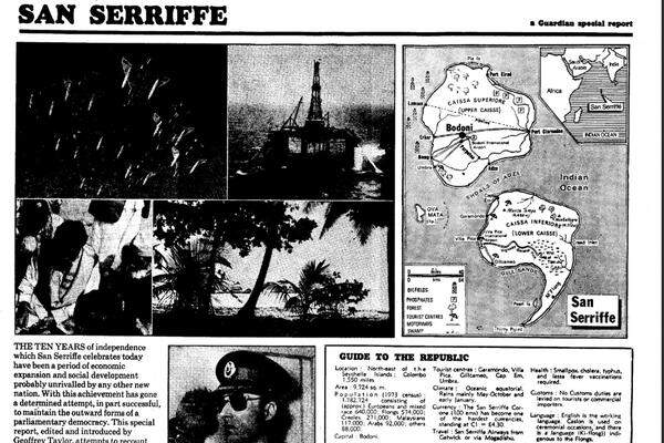 Die britische Zeitung "Guardian" veröffentlichte 1977 eine Beilage über einen "touristischen Geheimtipp" - die Inselgruppe "San Serriffe" im Indischen Ozean, deren Hauptinsel die Form eines Semikolons habe. Reisebüros beschwerten sich später bei der Zeitung, dass sie Kunden aufklären mussten, dass das Urlauberparadies gar nicht existiert.