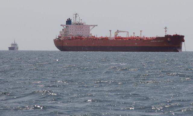 The oil tanker Caspian Galaxy sits anchored near Amuay beach, in Punto Fijo