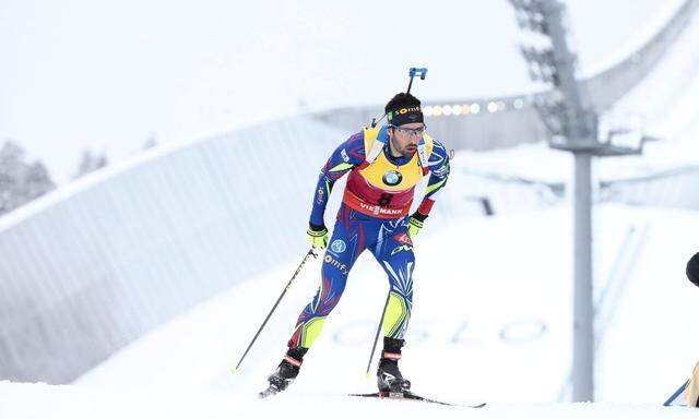 Martin Fourcade from France competes in IBU World Championships biathlon Men Sprint in Holmenkollen Ski Arena 