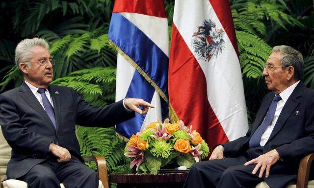 Bundespräsident Heinz Fischer mit Kubas Staatschef Raúl Castro