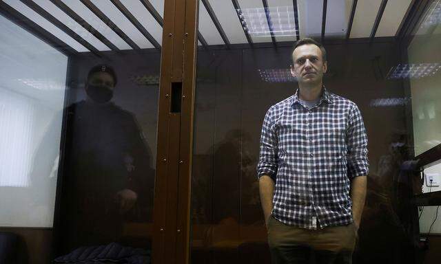 Ein Arcihvbild von einer Gerichtsverhandlung am 20. Februar. Mittlerweile ist Alexej Nawalny in einem Straflager in Hungerstreik, um eine medizinische Behandlung zu erreichen.