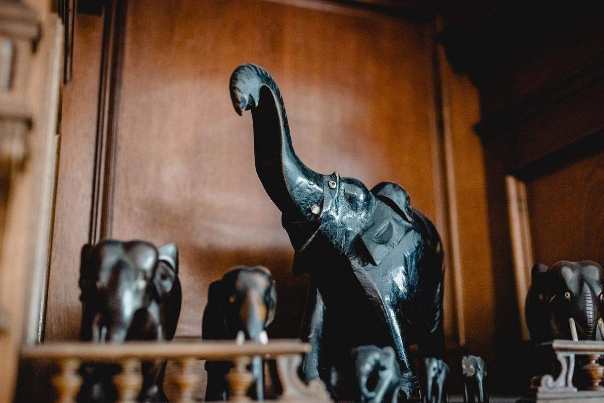 ...persönliche Gegenstände, etwa hölzerne Elefanten aus Indien, die Batiks Vater, ebenso Pianist, auf einer seiner Reisen mitgebracht hatte...